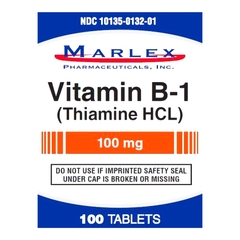 Marlex Pharmaceutical Vitamin B Complex Thiamine HCl 100 mg Tablet Bottle 100 Tablets