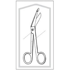 Sklar Bandage Scissors Econo Lister 5 Inch Length Floor Grade Stainless Steel Sterile Finger Ring Handle Angled Blunt Tip / Blunt Tip, 50 per Box