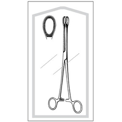 Sklar Sponge Forceps Econo Foerster-Ballenger 9-1/2 Inch Floor Grade Stainless Steel Sterile Ratchet Lock Finger Ring Handle Straight Serrated Fenestrated Oval Tips, 50/CS