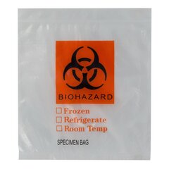 RD Plastics Company Specimen Transport Bag with Document Pouch 12 X 15 Inch Zip Closure Biohazard Symbol / Storage Instructions NonSterile, 1000/CS