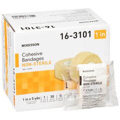 McKesson Cohesive Bandage, 1 Inch X 5 Yard, Standard Compression, Self-adherent Closure, Tan, NonSterile