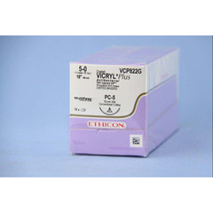 J & J Healthcare Systems Absorbable Antibacterial Suture with Needle Coated Vicryl™ Plus Polyglactin 910 PC-5 3/8 Circle Precision Conventional Cutting Needle Size 5-0 Braided, 12/BX