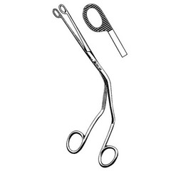 Sklar Catheter Forceps Econo Sterile™ Magill 8 Inch Length Floor / Office Grade Pakistani Stainless Steel Sterile NonLocking Finger Ring Handle Straight Fenestrated Serrated Oval Tips, 50/CS