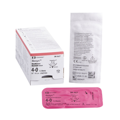 Covidien Absorbable Suture with Needle Biosyn™ Polyester P-12 3/8 Circle Precision Reverse Cutting Needle Size 4 - 0 Monofilament