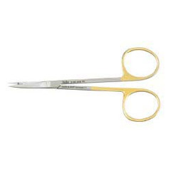 Integra LifeSciences Iris Scissors Miltex&reg; SuperCut 4-1/2 Inch Length OR Grade German Stainless Steel / Tungsten Carbide NonSterile Finger Ring Handle Curved Sharp Tip / Sharp Tip, 1/EA