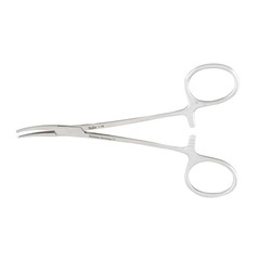 Integra LifeSciences Hemostatic Forceps Miltex&reg; Halsted-Mosquito 5 Inch Length OR Grade German Stainless Steel NonSterile Ratchet Lock Finger Ring Handle Curved Serrated Tips with 1 X 2 Teeth