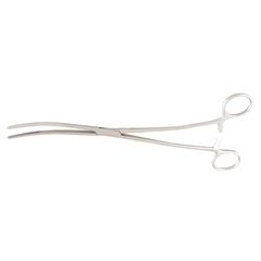 McKesson Dressing Forceps Argent™ Bozeman 10-1/2 Inch Length Surgical Grade Stainless Steel NonSterile Ratchet Lock Finger Ring Handle Double Curved Serrated Tips