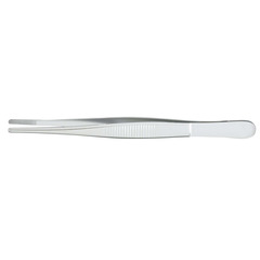 McKesson Dressing Forceps Argent™ Bonney 5 Inch Length Surgical Grade Stainless Steel NonSterile NonLocking Thumb Handle Straight Serrated Tips