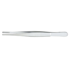 McKesson Dressing Forceps Argent™ 5-1/2 Inch Length Surgical Grade Stainless Steel NonSterile NonLocking Thumb Handle Straight Serrated Tips