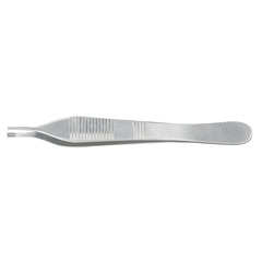 McKesson Tissue Forceps Argent™ Adson-Brown 4-3/4 Inch Length Surgical Grade Stainless Steel NonSterile NonLocking Thumb Handle Straight 7 X 7 Side Grasping Teeth
