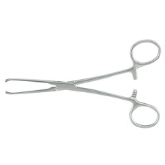 McKesson Tissue Forceps Argent™ Allis 6 Inch Length Surgical Grade Stainless Steel NonSterile Finger Ring Handle 4 X 5 Teeth