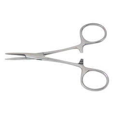 McKesson Hemostatic Forceps Hartmann-Mosquito 3-1/2 Inch Length Office Grade Stainless Steel NonSterile Ratchet Lock Finger Ring Handle Straight 1 X 1 Prongs