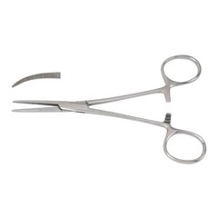McKesson Hemostatic Forceps Crile 5-1/2 Inch Length Office Grade Stainless Steel NonSterile Ratchet Lock Finger Ring Handle Curved