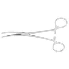 McKesson Hemostatic Forceps Rochester-Pean 6-1/4 Inch Length Office Grade Stainless Steel NonSterile Ratchet Lock Finger Ring Handle Curved