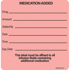 PDC Healthcare Pre-Printed Label MedVision Advisory Label Fluorescent Red Paper MEDICATION ADDED NAME____ ROOM NO.__ DATE__ Amount_Added by_Date_Time_Exp Date_ Black Medication Name 2-1/2 X 2-7/16 Inch, 1 Roll