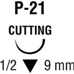 Covidien Absorbable Suture with Needle Polysorb™ Polyester P-21 1/2 Circle Reverse Cutting Needle Size 5 - 0 Braided