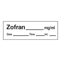 PDC Healthcare Drug Label Barkley Anesthesia Label Tape Zofran_mg/mL Date_Time_Int_ White 1/2 X 1-1/2 Inch, 1 Roll