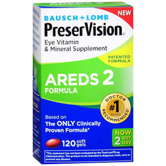MON854031BT - Bausch & Lomb - Eye Vitamin with Lutein Supplement PreserVision Areds 2 2200 IU / 226 mg Strength Capsule 120 per Bottle