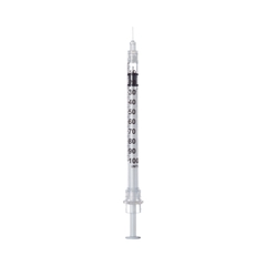 Sol-Millennium Medical Insulin Syringe with Needle Sol-Care™ 1 mL 29 Gauge 1/2 Inch Attached Needle Retractable Needle, 100 EA/BX