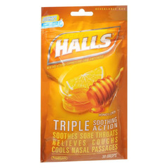 Cadbury Adams Cold and Cough Relief Halls&reg; 7.5 mg Strength Lozenge 30 per Bag