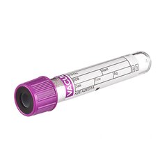 Greiner Bio-One VACUETTE&reg; Venous Blood Collection Tube Serum Tube K2 EDTA Additive 13 X 75 mm 3 mL Lavender / Black Ring Pull Cap Polyethylene Terephthalate (PET) Tube