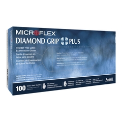 Ansell Exam Glove Diamond Grip Plus NonSterile White Powder Free Latex Ambidextrous Fully Textured Not Chemo Approved x-Small, 1000/CS