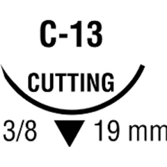 Covidien Nonabsorbable Suture with Needle Monosof™~Dermalon™ Nylon C-13 3/8 Circle Reverse Cutting Needle Size 3 - 0 Monofilament