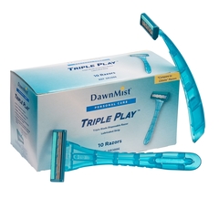 Donovan Industries Pivot Head Razor Triple Play 3-Blades, Disposable Non-Sterile, 10EA/BX