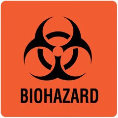 United Ad Label Pre-Printed Label UAL Warning Label Fluorescent Red Paper Biohazard / Symbol Black Biohazard 3 X 3 Inch, 1 Pack