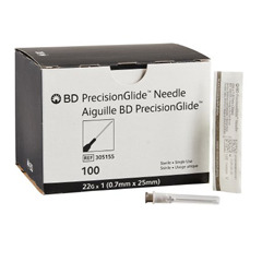 MON403BX - BD - Hypodermic Needle PrecisionGlide Without Safety 22 Gauge 1 Inch Length, 100EA/BX