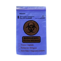 McKesson Specimen Transport Bag with Document Pouch McKesson 6 X 9 Inch Zip Closure Biohazard Symbol / Storage Instructions NonSterile, 1/PK