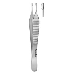 Integra LifeSciences Tissue Forceps MeisterHand&reg; Adson-Brown 4-3/4 Inch Length OR / Surgical Grade German Stainless Steel NonSterile NonLocking Thumb Handle Straight 7 X 7 Side Grasping Teeth, 1/EA