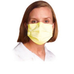 Aspen Surgical Products Procedure Mask Pleated Earloops One Size Fits Most Yellow NonSterile ASTM Level 1 Adult, 500/CS