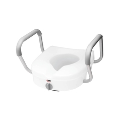 Apex-Carex Raised Toilet Seat with Arms Carex E-Z Lock 5 Inch Height White 300 lbs. Weight Capacity