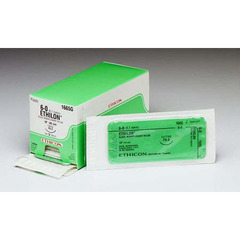 J & J Healthcare Systems Nonabsorbable Suture with Needle Ethilon™ Nylon TG100-8 1/4 Circle Spatula Needle Size 8-0 Monofilament, 1/BX