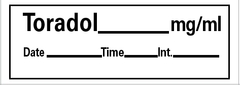 PDC Healthcare Drug Label Barkley Anesthesia Label Tape Toradol_mg/mL Date_Time_Int White 1/2 X 1-1/2 Inch