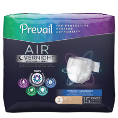 MON1126352BG - First Quality - Adult Incontinent Brief Prevail Air™ Overnight Tab Closure Size 3 Disposable Heavy Absorbency, 15/BG