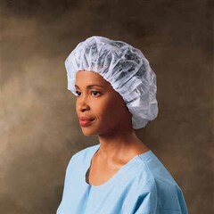 Halyard Bouffant Cap Large White Elastic Closure, 300 per Case