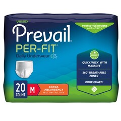 First Quality Adult Absorbent Underwear Prevail&reg; Per-Fit&reg; Pull On Medium Disposable Moderate Absorbency, 20EA/PK
