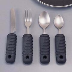 Performance Health Tablespoon Sure Grip™ Adaptive Silver / Black Stainless Steel / Rubber, 1/EA