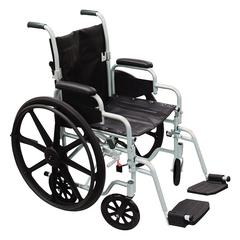Drive Medical Lightweight Transport Chair Poly-Fly Aluminum Frame with Silver Finish 250 lbs. Weight Capacity Fixed Height / Padded Arm Black Upholstery, 1/EA