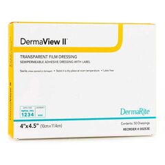 Dermarite Transparent Film Dressing with Border DermaView II™ Rectangle 4 X 4-1/2 Inch Frame Style Delivery With Label Sterile