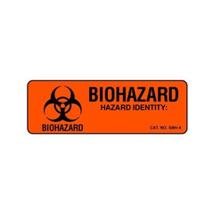Shamrock Scientific Chemical Hazard Label Biohazard BIOHAZARD / HAZARD IDENTITY: Fluorescent Red 1 X 3 Inch