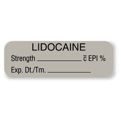 United Ad Label Drug Label UAL™ Anesthesia Label Lidocaine EPI Strength_% Exp Dt Tm Gray 1/2 X 1-1/2 Inch, 1/RL