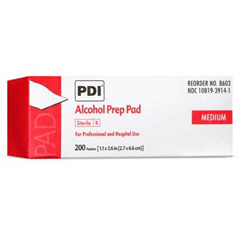 MON173778BX - PDI - Alcohol Prep Pad PDI® Isopropyl Alcohol Individual Packet Medium Sterile, 200EA/BX