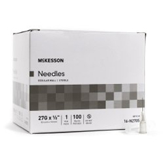 MON1031799CS - McKesson - Hypodermic Needle Without Safety 27 Gauge 1/2 Inch Length, 100/BX, 10BX/CS