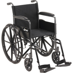 Drive Medical Wheelchair Silver Sport 1 Swing-Away Footrest Black Upholstery 18 Inch Seat Width Adult 300 lbs. Weight Capacity, 1/EA