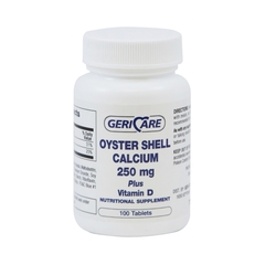 Geri-Care Calcium with Vitamin D Supplement 250 mg Strength Tablet 100 per Bottle, 1200 EA/CS