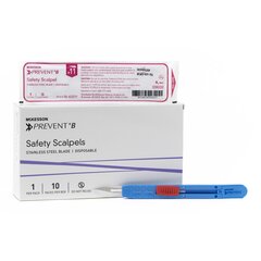 McKesson Medi-Pak Performance Safety Scalpel with Blade General Purpose Size 11 Stainless Steel Blade Disposable, 10EA/BX 20BX/CS