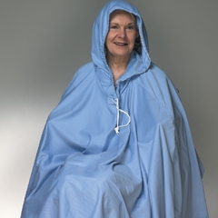 Skil-Care Shower Poncho with Hood Blue One Size Fits Most 23-1/2 Inch Back Front Opening